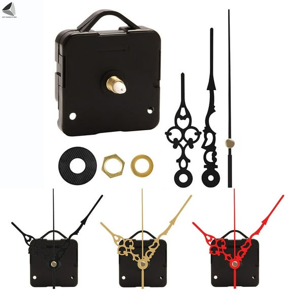 PULLIMORE DIY Wall Quartz Movement Mechanism Long Shaft Clock Movement Repair Parts Replacement Kit (Red Hands)