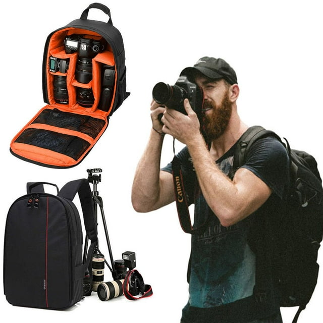 PULLIMORE DSLR Camera Bag Waterproof Camera Case Backpack Rucksack For SLR/DSLR Camera, Lens and Accessories "Orange"