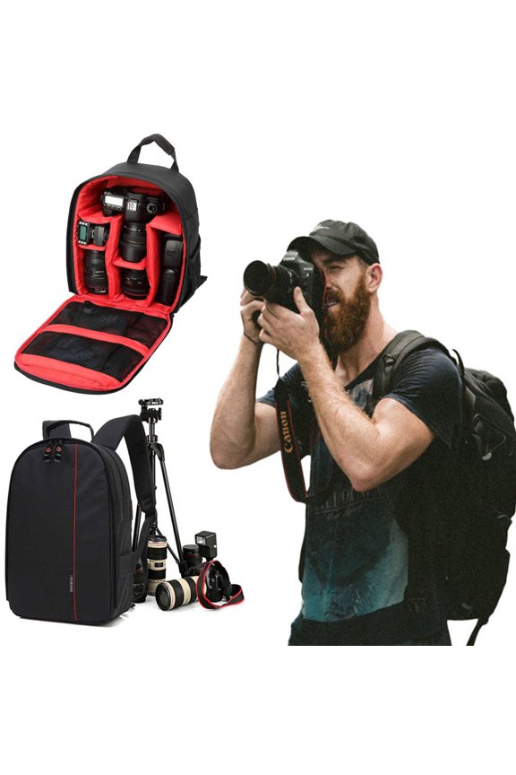 DSLR Camera Bag Waterproof Camera Case Backpack Rucksack For SLR/DSLR Camera, Lens and Accessories "Red"