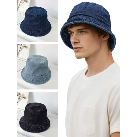 PULLIMORE Denim Bucket Hat - Classic Unisex Sun Hat for All Seasons (3 Colors)
