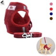 thumbnail image 1 of PULLIMORE Dog Harness And Leash Set Adjustable Reflective Soft Corduroy Pet Vest For Night Walking Puppy Kitten (S, Red), 1 of 9