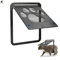 PULLIMORE Dog Screen Door with Magnetic Flap Automatic Lockable Pet Door Screen Sliding Door for Small Dogs Cats (Inside Size 8 x 10.2 inch)