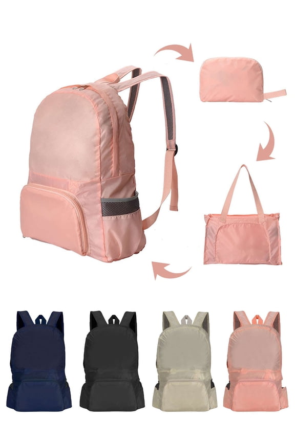 Dual Purpose Foldable Backpack 2 in 1 Waterproof Portable Shoulders Travel Bag for Outdoor Hiking Camping (Navy)