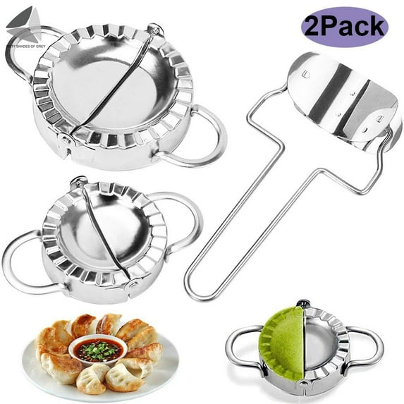 PULLIMORE Dumpling Maker with Rolling Cookie Cutter Tool, Stainless Steel Dumpling Mould, Pie Ravioli Dumpling Wrappers Mold Kitchen Accessories