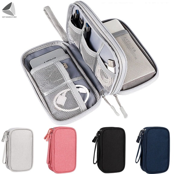 PULLIMORE Electronic Organizer Bag Waterproof Cable Storage Pouch Electronics Accessories Carry Bag for USB Data Cable Earphone Wire Power Bank Keeping (Black)