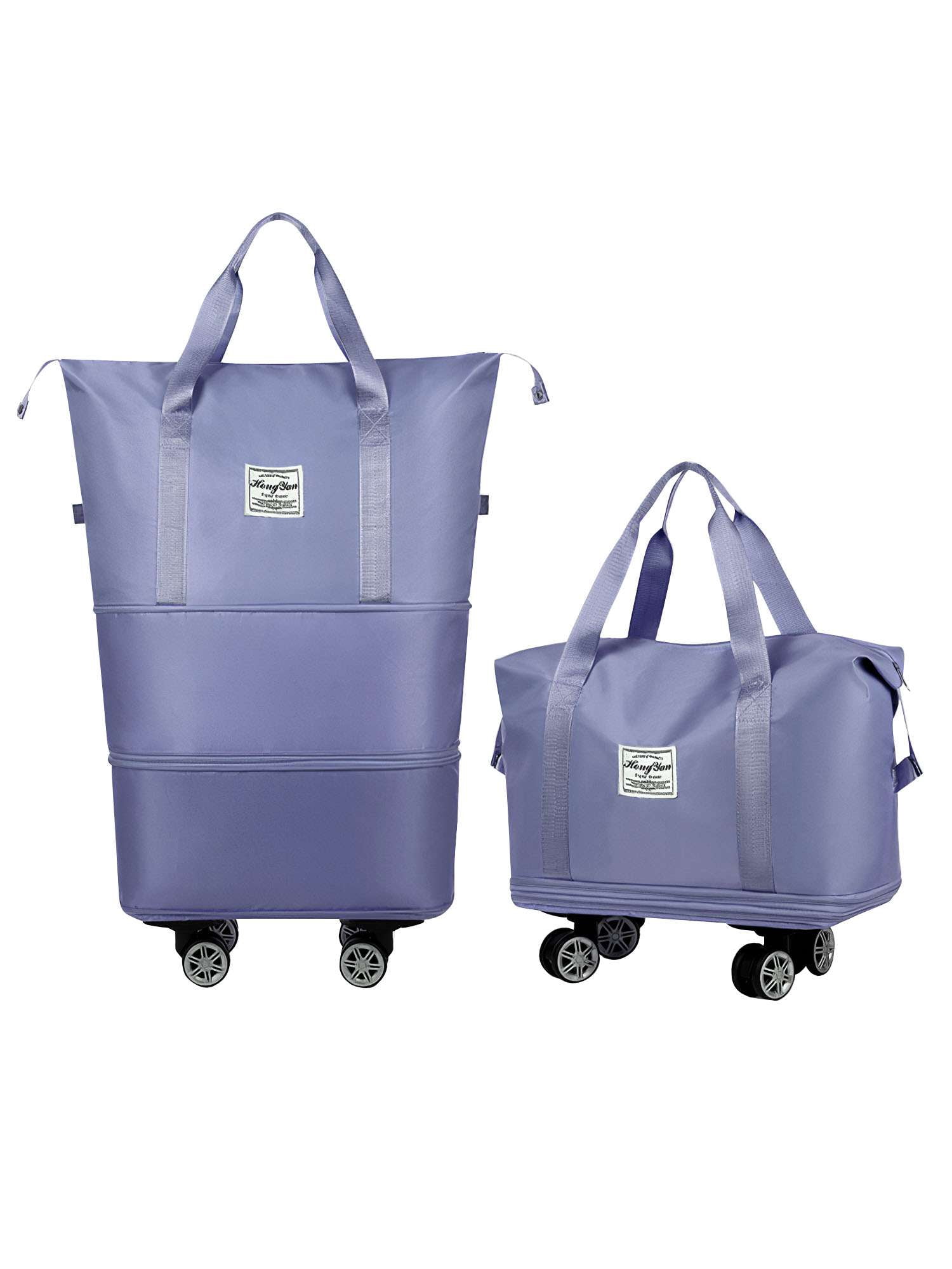 PULLIMORE Expandable Rolling Duffle Bag - 2-Zip Water-Resistant Luggage with Detachable Wheels (15.7-27.6")