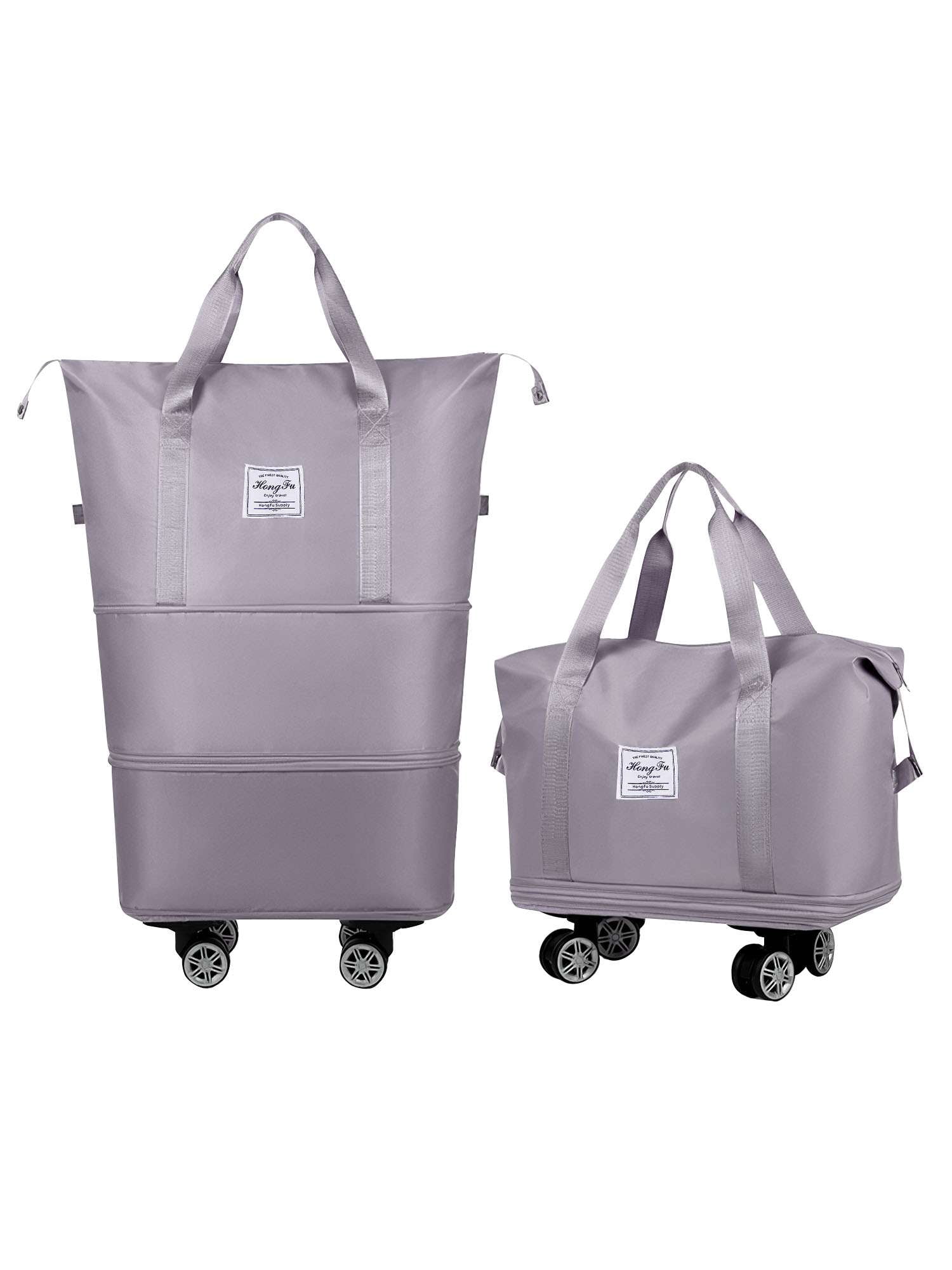 PULLIMORE Expandable Rolling Duffle Bag - 2-Zip Water-Resistant Luggage with Detachable Wheels (15.7-27.6")