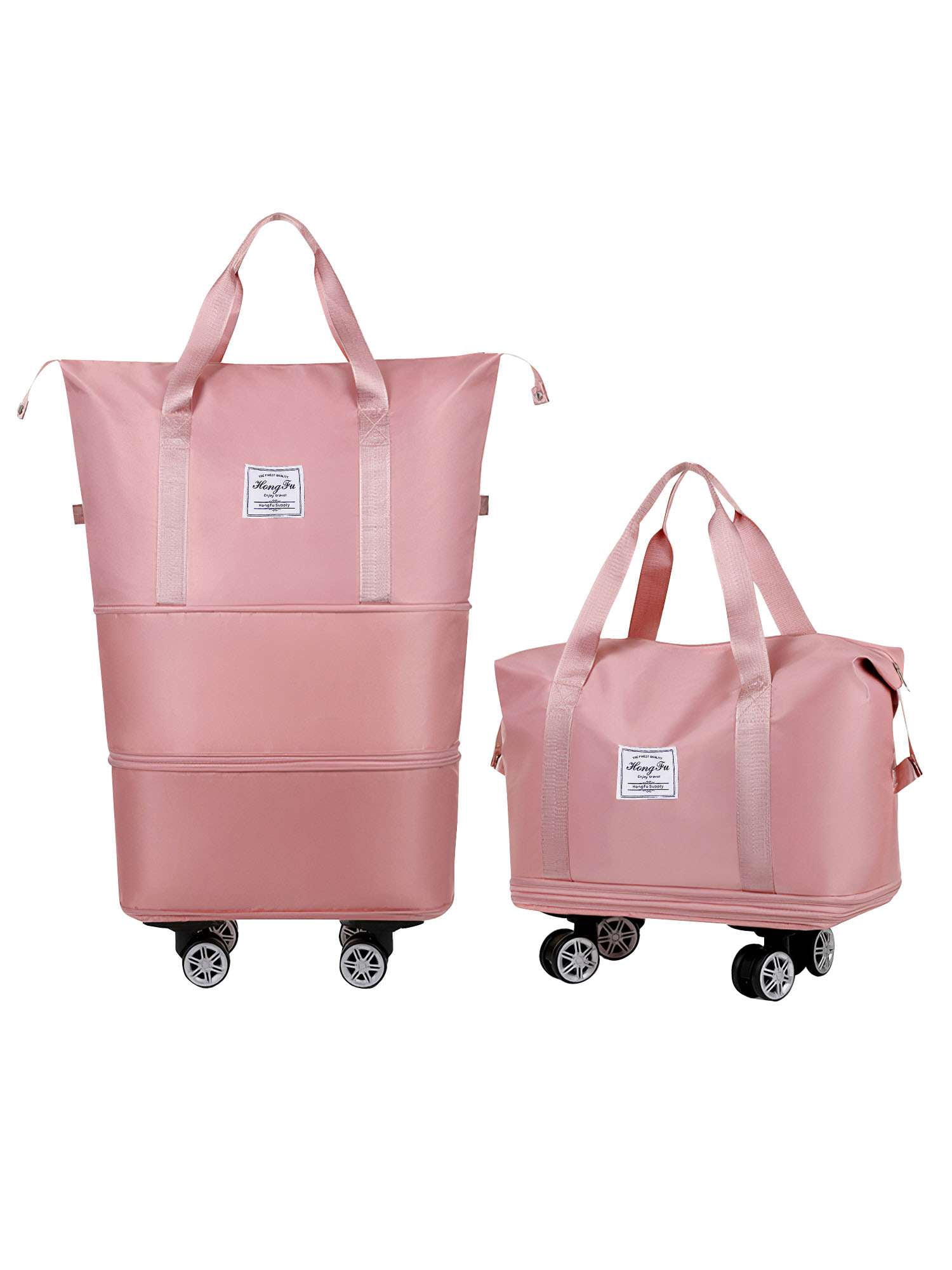 PULLIMORE Expandable Rolling Duffle Bag - 2-Zip Water-Resistant Luggage with Detachable Wheels (15.7-27.6")