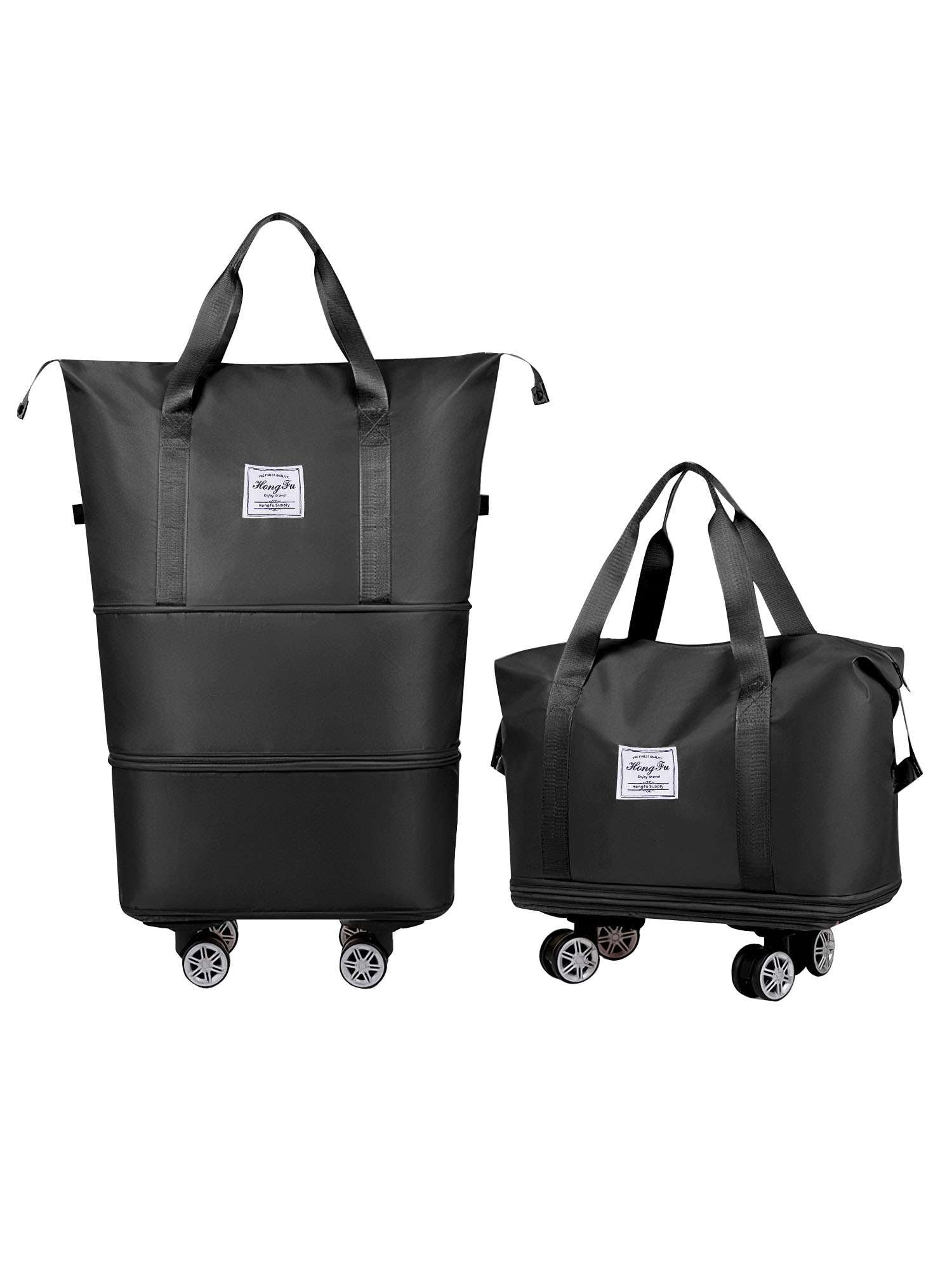 PULLIMORE Expandable Rolling Duffle Bag - 2-Zip Water-Resistant Luggage with Detachable Wheels (15.7-27.6")