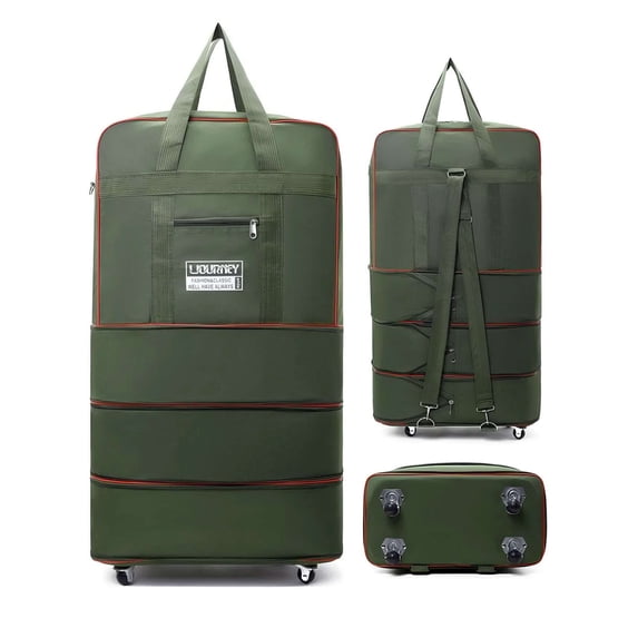 PULLIMORE Expandable Rolling Travel Bag - 3-Zip Water-Resistant Luggage with 360° Spinner Wheels (15.7-27.6")