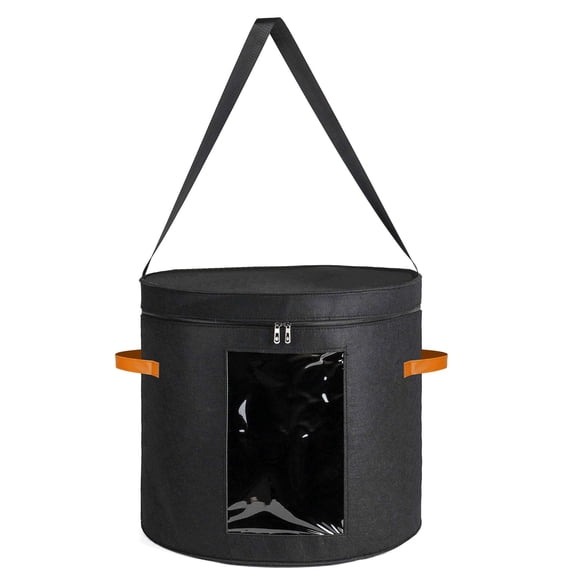 PULLIMORE Felt Hat Storage Box with Clear Window - Dustproof 2-Zipper Design for Cowboy/Fedora Hats(Black, Large)