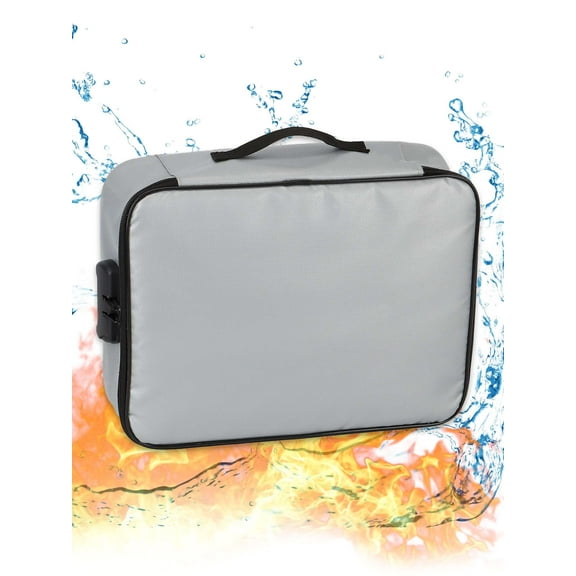 PULLIMORE Fireproof Document Bag, with Lock Zipper Closure Fire & Water Resistant Document Safe Storage Organizer for Home, Office, Travel (Silver)