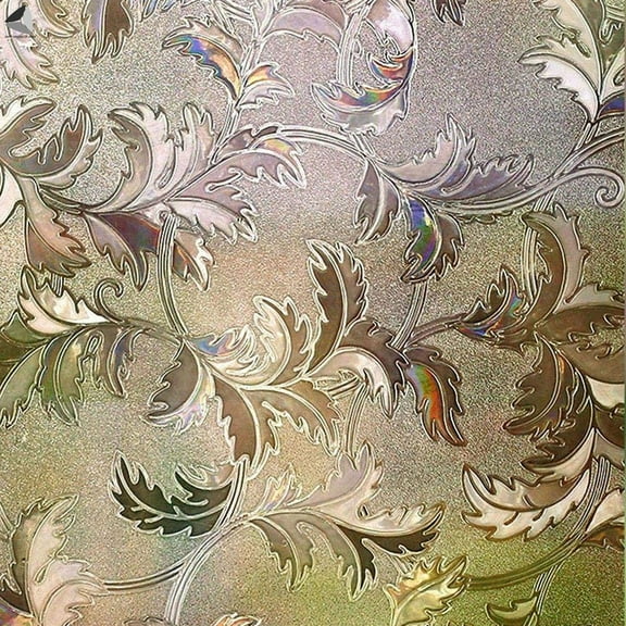 PULLIMORE Glass Static Window Films 3D Decorative Flower Sticker with Rainbow Effect Anti-Uv Peel and Stick Window Paper, 1.48 x 6.56 ft