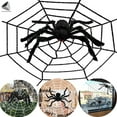 thumbnail image 1 of PULLIMORE Halloween 5 ft Giant Hairy Spider with 9.84 ft Round Plush Web Red Eyes Scary Spiders Props Set for Outdoor Yard Party Decoration, 1 of 9