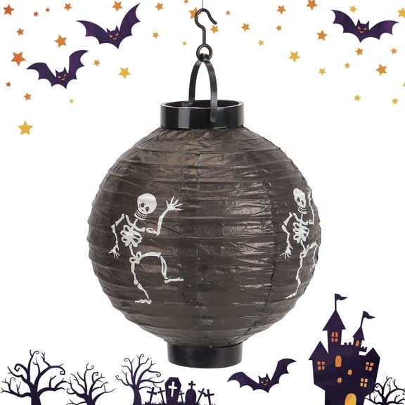 PULLIMORE Halloween Paper Lanterns - LED Battery Operated, 4 Styles, Hanging Decor