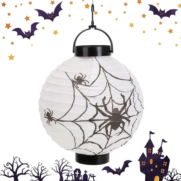PULLIMORE Halloween Paper Lanterns - LED Battery Operated, 4 Styles, Hanging Decor
