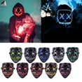 thumbnail image 1 of PULLIMORE Halloween Scary Mask Cosplay Costume LED Mask EL Wire Light up for Halloween Festival Party (Purple), 1 of 10