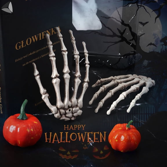 PULLIMORE Halloween Skeleton Hands 2 Pcs Life Size Fake Human Hand Bone Party Scary Props