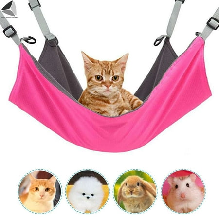 PULLIMORE Hanging Cat Hammock, Pet Hammock for Cage, Adjustable Resting Sleepy Pad for Cats Rabbits or Other Small Animals (Rose Red)