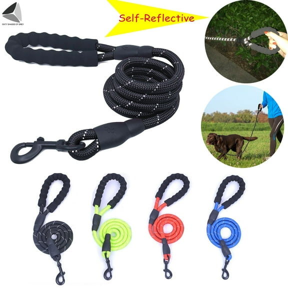 PULLIMORE Heavy Duty Dogs Leash Rope with Comfortable Padded Handle Highly Reflective Threads Dog Leashes for Medium Large Dogs (5 ft, Blue)