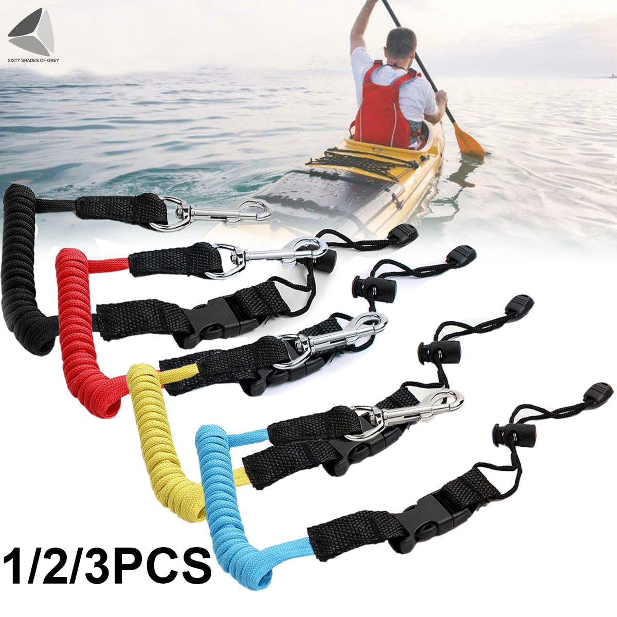 Pelican - Paddle Leash And Leash Fishing Rod - Paddle Holder - Kayak Accessories Strechable Coiled Rod For Kayak And SUP Paddles