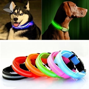 PULLIMORE LED Dog Collar Safety USB Rechargeable Flashing Light Pet Leashes Collars Adjustable Reflective Glowing Strings for Small, Medium, Large Dogs "S-XL,Green"