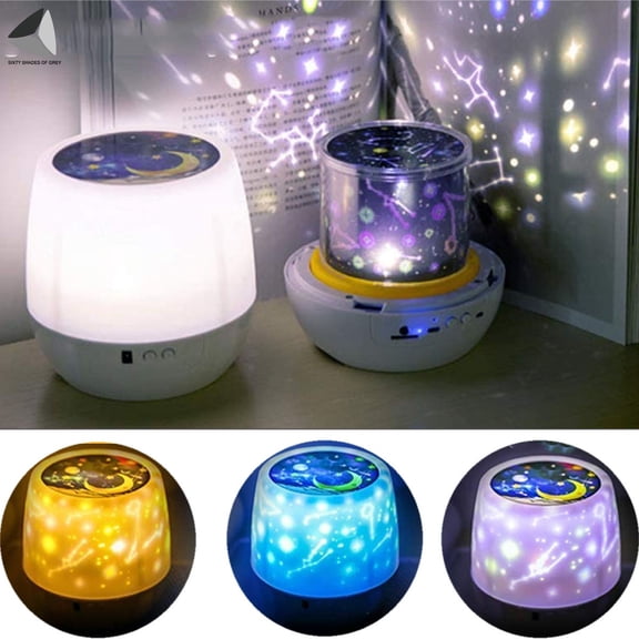 PULLIMORE LED Star Night Projector Lights 360 Rotating Romantic Starry Planet Lamps with 6 Pcs Films for Bedroom Living Rooms