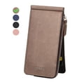 thumbnail image 1 of PULLIMORE Leather Wallets for Women Men Credit Cards Organizer Holder Cash Purse with Zipper Pocket (Kaki), 1 of 7