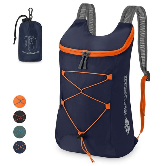 PULLIMORE Lightweight Packable Water Resistant Foldable Hiking Backpack for Women Men Travel Camping Vacation, Blue