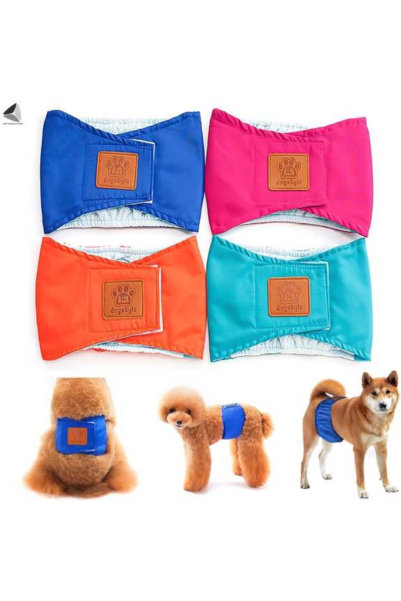 Male Dog Belly Manner Bands Resuable Dog Diapers Elastic Washable Pet Band Wraps Nappies (S, Cyan)