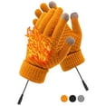 thumbnail image 1 of PULLIMORE Men Women Winter USB Heated Gloves Thermal Hand Warmer Knitted Touchscreen Gloves Electric Heating Gloves Mitten (Yellow), 1 of 11