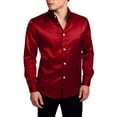thumbnail image 1 of PULLIMORE Men's Silk Satin Long Sleeve Dress Shirts Shiny Casual Button Down Shirt Luxury Party Prom Wedding Shirts (Red, S), 1 of 8