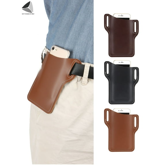 PULLIMORE Mens Cell Phone Belt Bag PU Leather Loop Waist Holster Pouch Holster Case Phone Purse (Khaki)