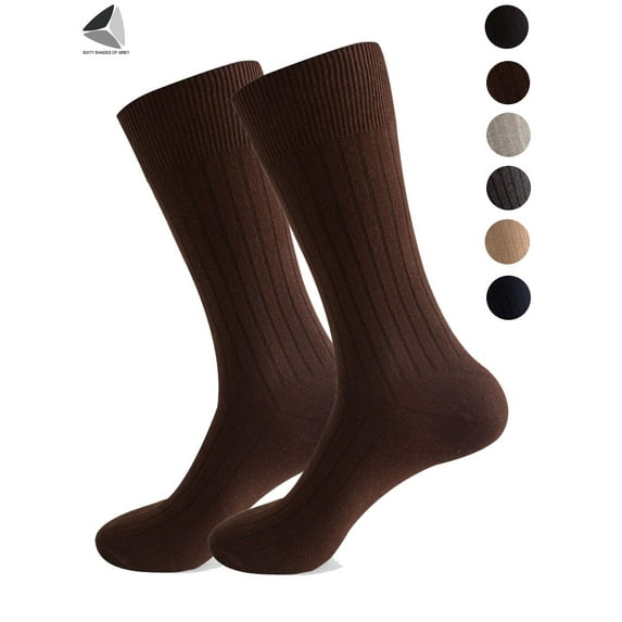 PULLIMORE Mens Cushion Crew Socks Athletic Performance Cotton Sock for Sport Everyday (Coffee, US 7-9)