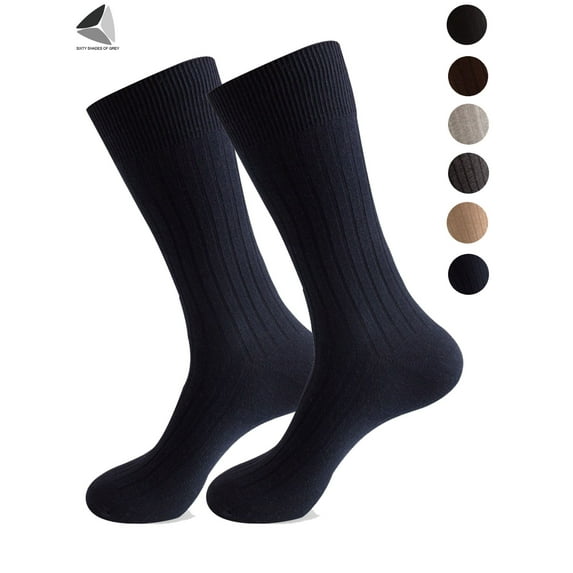 PULLIMORE Mens Cushion Crew Socks Athletic Performance Cotton Sock for Sport Everyday (Navy Blue, US 9-11)