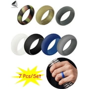 PULLIMORE Mens Silicone Rings 8mm Wide Wedding Rubber Bands for Athletes Sports Workout Gym (Size 10)