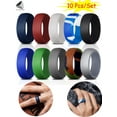 thumbnail image 1 of PULLIMORE Mens Silicone Rings Rubber Wedding Bands Black Blue Camo Engagement Rings for Workout Sport Exercise (Size 10), 1 of 9