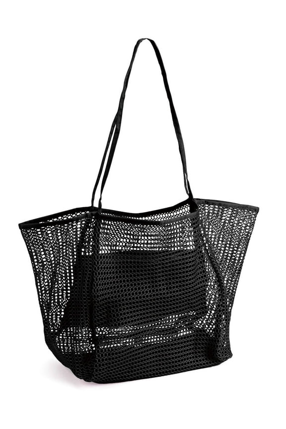 Mesh Beach Tote Bag - Large Breathable Beach Bag with Zippered Pocket (20.5")