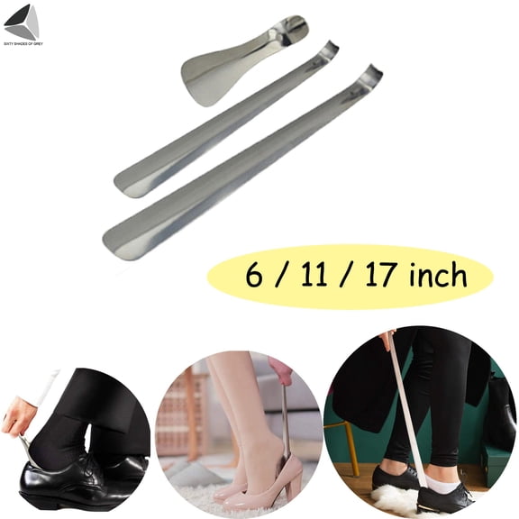 Sixtyshades Metal Shoe Horns 6/11/17 in Long Handle Shoehorns Heavy Duty Shoe Helper Stick for Men Women Kids Seniors
