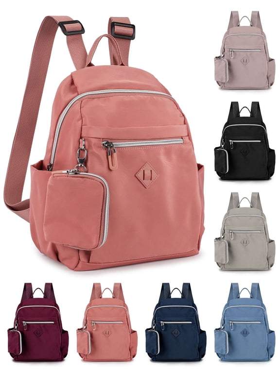 Mini Backpack Women Nylon Small Backpack Purse Travel Shoulder Bag (Black)