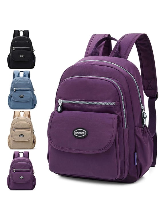 Mini Nylon Backpack Purse for Women Men Small Waterproof Fashion College Bag Casual Lightweight Shopping Travel Daypack, Purple