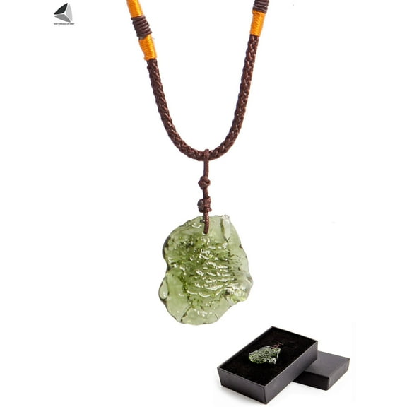 PULLIMORE Moldative Crystal Pendant Necklace Czech Meteorite Pendants Natural Gemstone Healing Stone Necklace