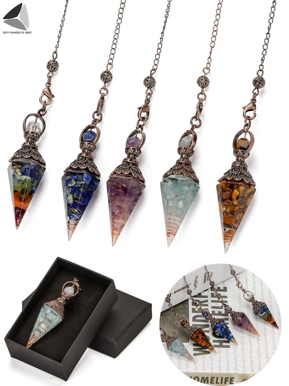 Natural Crystal Quartz Pendulum Pendant Necklace for Healing Reiki Mediation