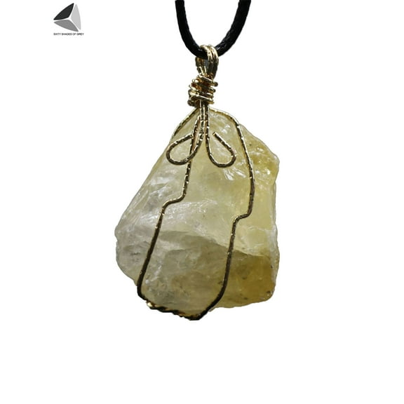 PULLIMORE Natural Raw Amethyst Stone Pendant Necklace Healing Chakra Crystal Irregular Quartz Gemstone Necklace Jewelry (Yellow)