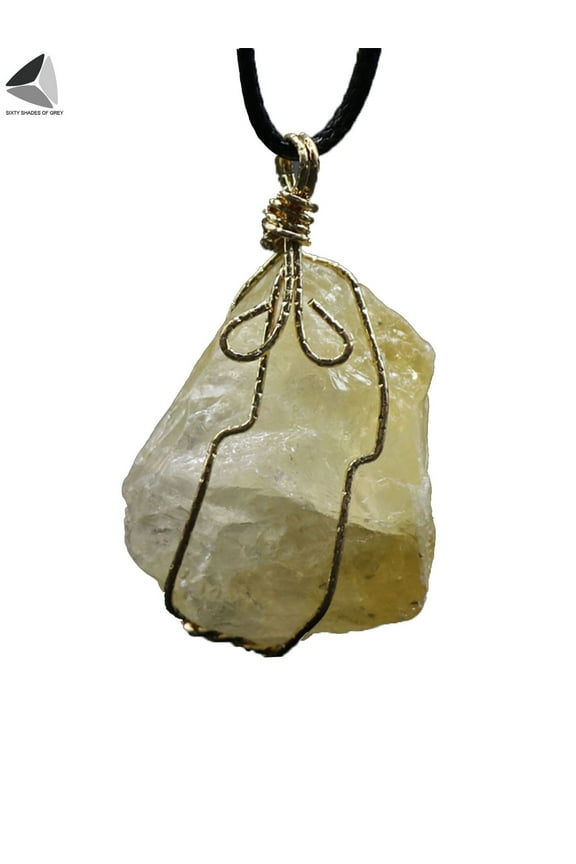 Natural Raw Amethyst Stone Pendant Necklace Healing Chakra Crystal Irregular Quartz Gemstone Necklace Jewelry (Yellow)