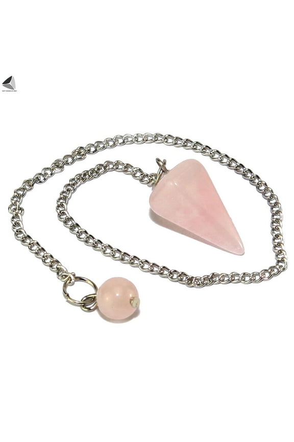 Natural Rose Quart Crystal Stone Pendulum Healing Dowsing Chakra Chain Reiki Pendant