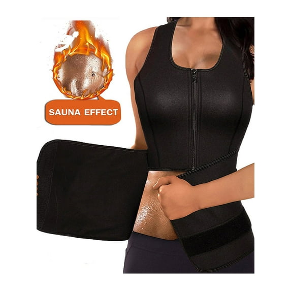 PULLIMORE Neoprene Waist Trainer Sweat Vest, Zipper Tank Top Sweat Body Shaper for Workout, Fitness