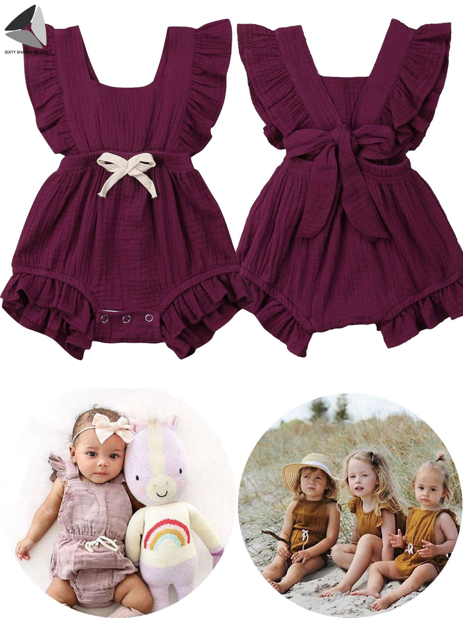 Newborn Girl Mid Season Romper In Blended Stuff Purple Color main image 1