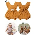 thumbnail image 1 of PULLIMORE Newborn Baby Girl Ruffle Romper Bodysuit Sleeveless Summer Clothes Jumpsuit (Yellow, 0-3 Months), 1 of 9