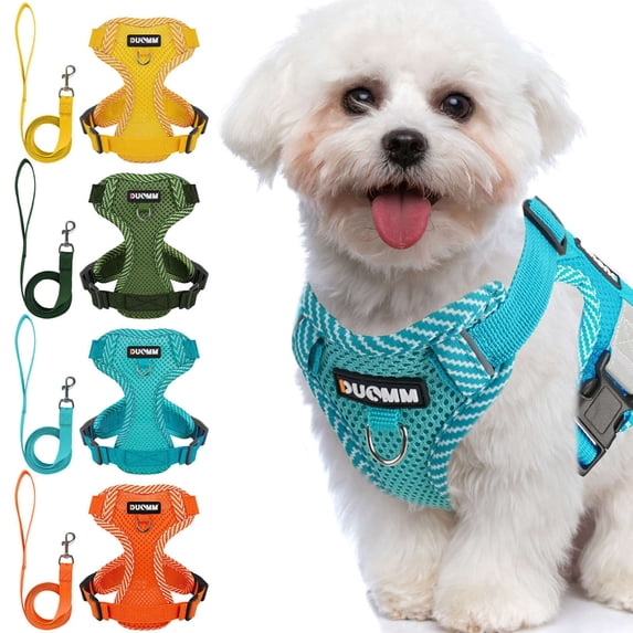 PULLIMORE No-Pull Dog Harness, Adjustable Breathable Vest for Small & Medium Dogs, Orange Size S